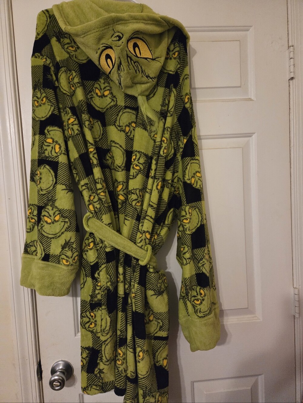 Womans Grinch Hooded Fleece Robe - Green